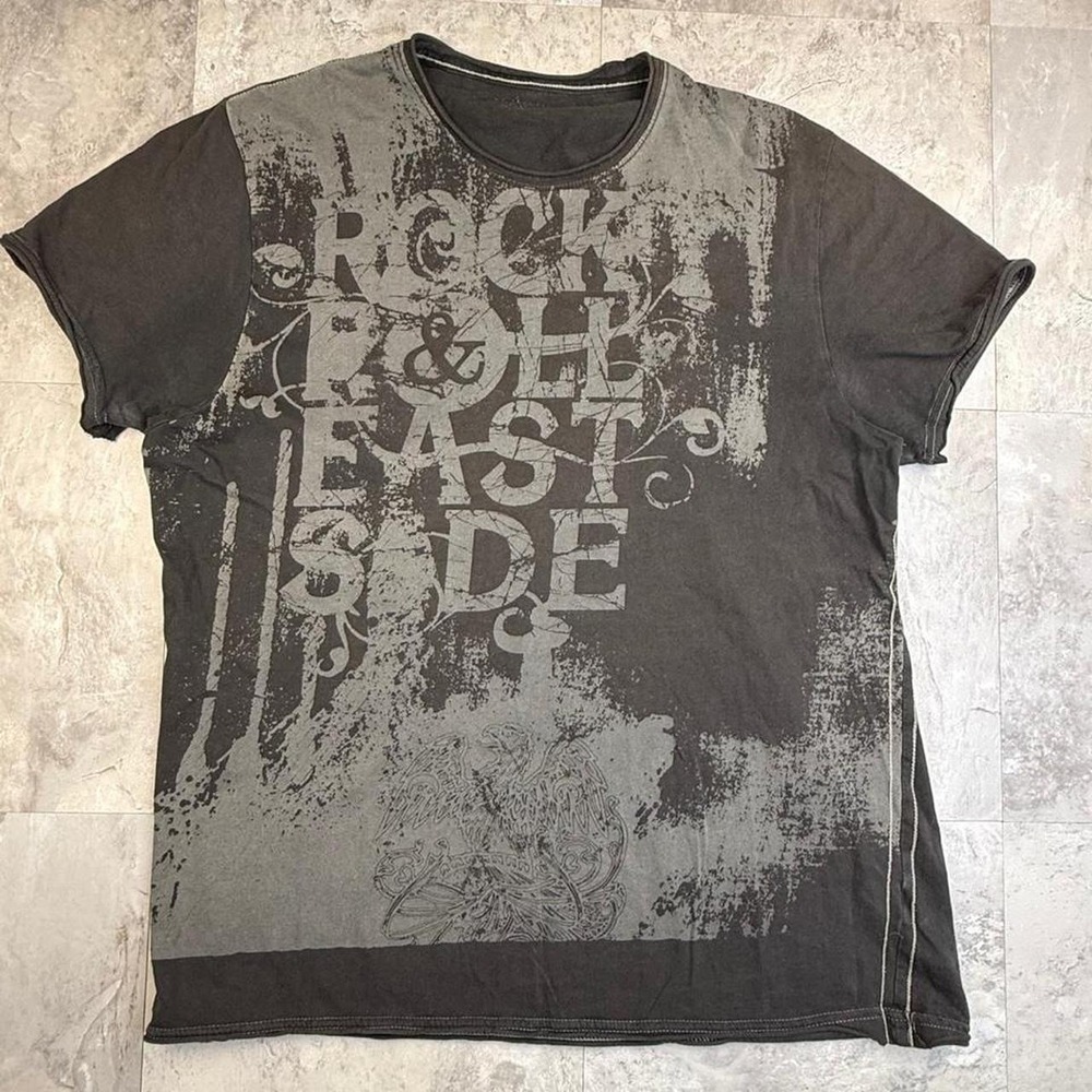 Y2K rock & roll big graphic black T shirt large